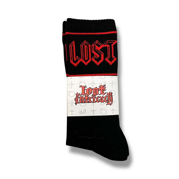Lost Intricacy Socks Black Red by Lost Intricacy - NWAHYPE No.1 for streetwear Accessories in USA
