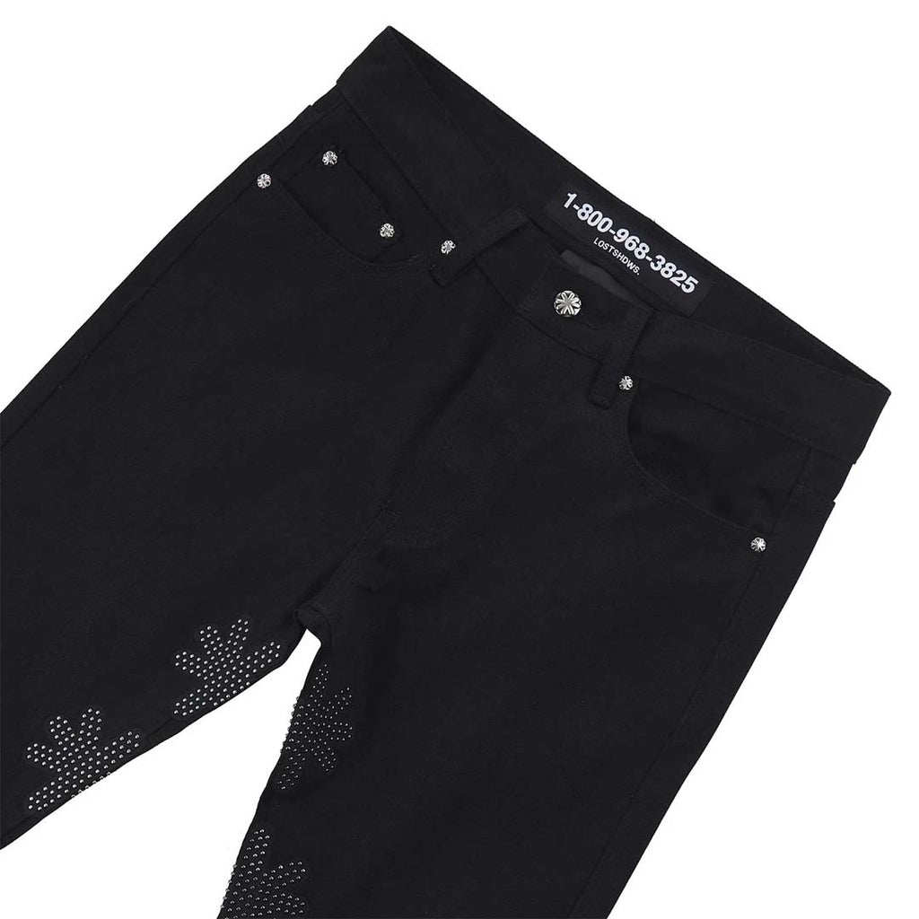 Lost Shadows Studded Sun Logo Denim Jeans Black Black by Lost Shadows - NWAHYPE No.1 for streetwear Pants in USA