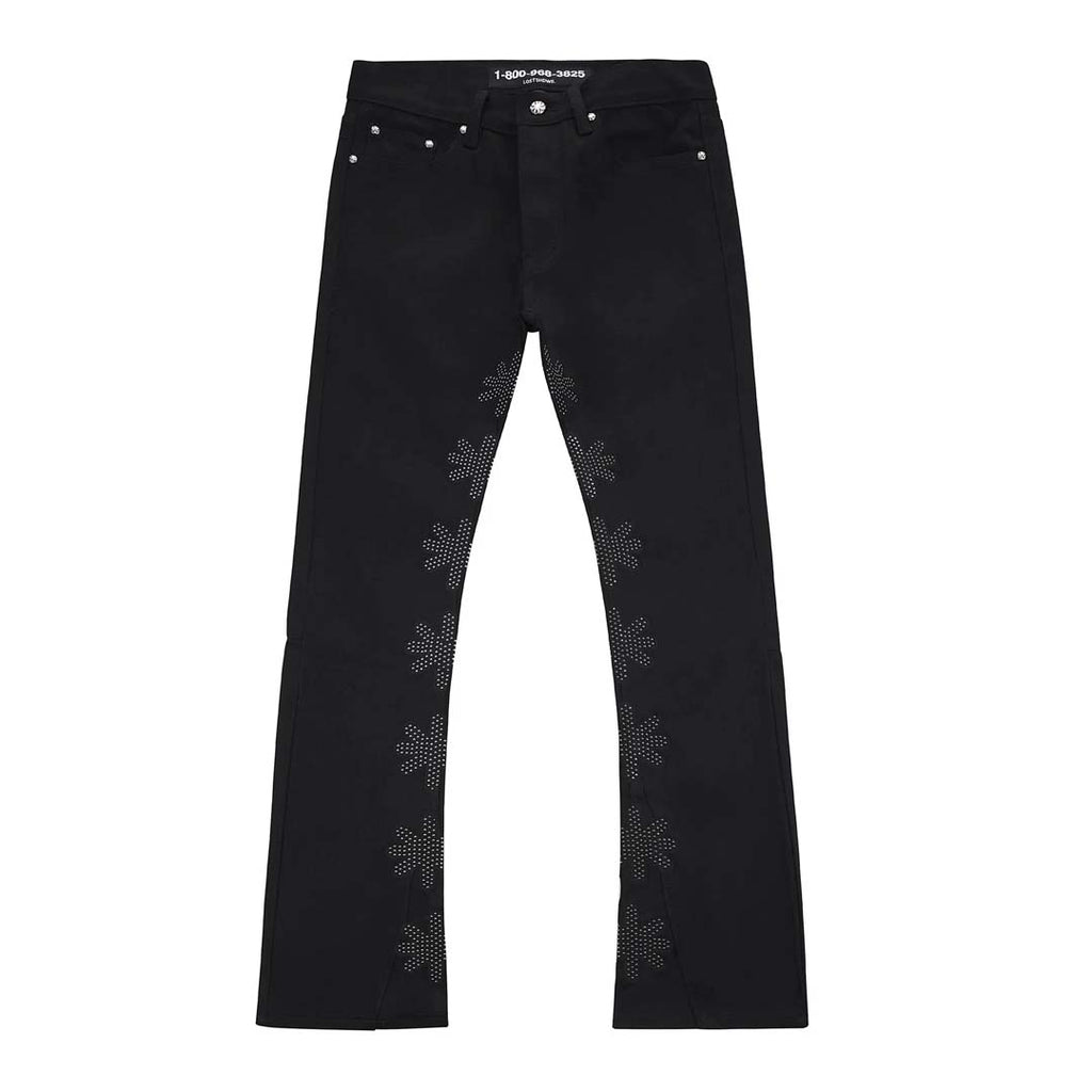 Lost Shadows Studded Sun Logo Denim Jeans Black Black by Lost Shadows - NWAHYPE No.1 for streetwear Pants in USA