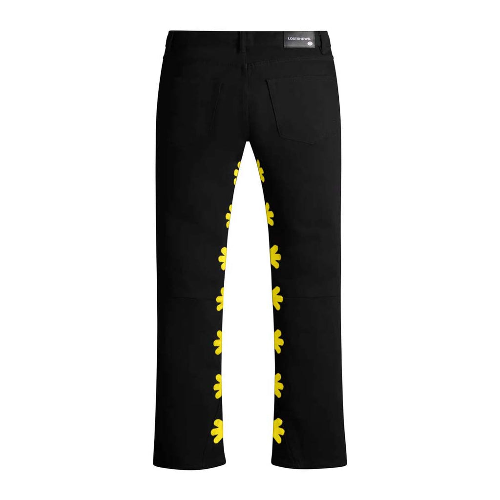 Lost Shadows Sun Logo Denim Jeans Black Yellow by Lost Shadows - NWAHYPE No.1 for streetwear Pants in USA