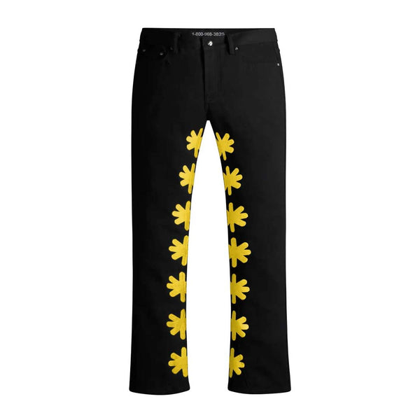 Lost Shadows Sun Logo Denim Jeans Black Yellow by Lost Shadows - NWAHYPE No.1 for streetwear Pants in USA