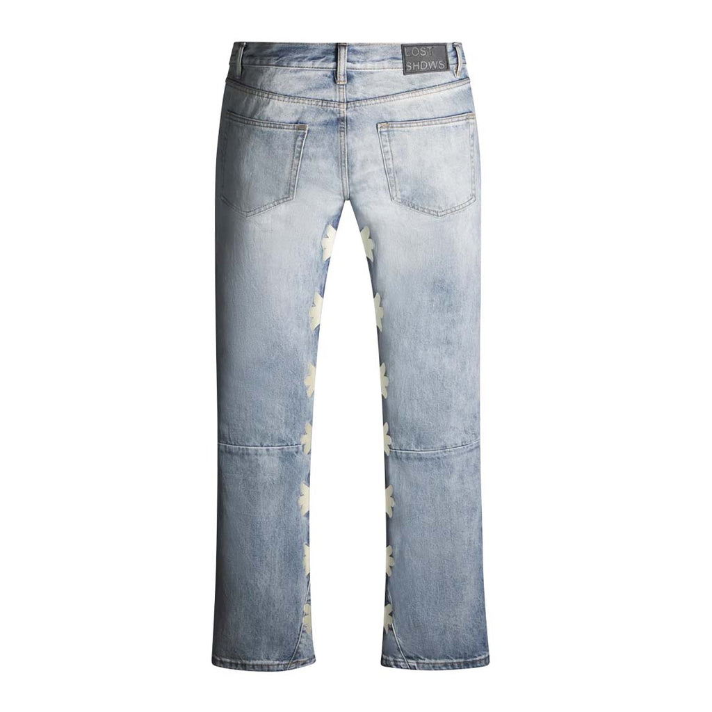 Lost Shadows Sun Logo Denim Jeans Blue Bone by Lost Shadows - NWAHYPE No.1 for streetwear Pants in USA