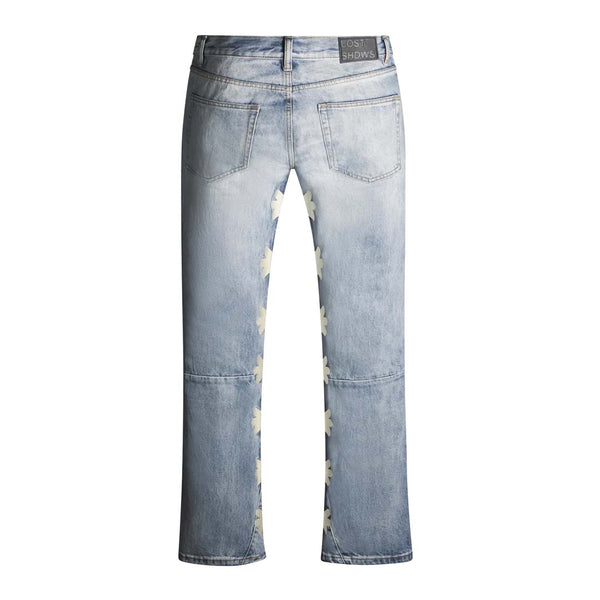 Lost Shadows Sun Logo Denim Jeans Blue Bone by Lost Shadows - NWAHYPE No.1 for streetwear Pants in USA