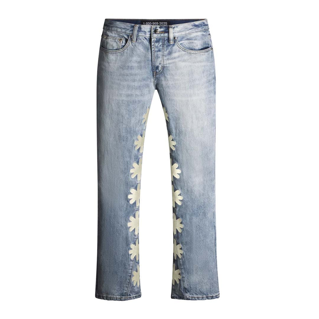Lost Shadows Sun Logo Denim Jeans Blue Bone by Lost Shadows - NWAHYPE No.1 for streetwear Pants in USA