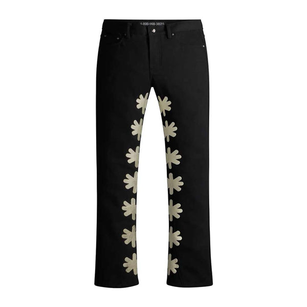 Lost Shadows Sun Logo Denim Pant Black Bone by Lost Shadows - NWAHYPE No.1 for streetwear Pants in USA