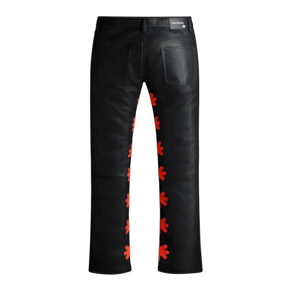 Lost Shadows Sun Logo Leather Pant Black Red by Lost Shadows - NWAHYPE No.1 for streetwear Pants in USA