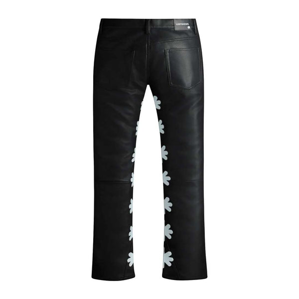 Lost Shadows Sun Logo Leather Pants Black Frost by Lost Shadows - NWAHYPE No.1 for streetwear Pants in USA