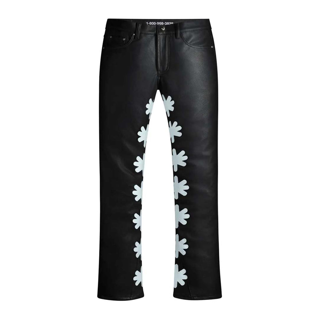 Lost Shadows Sun Logo Leather Pants Black Frost by Lost Shadows - NWAHYPE No.1 for streetwear Pants in USA