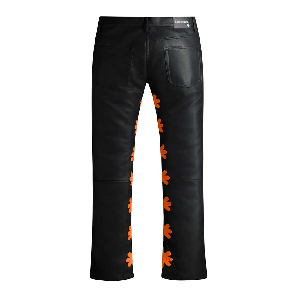 Lost Shadows Sun Logo Leather Pants Black Orange by Lost Shadows - NWAHYPE No.1 for streetwear T-Shirts in USA