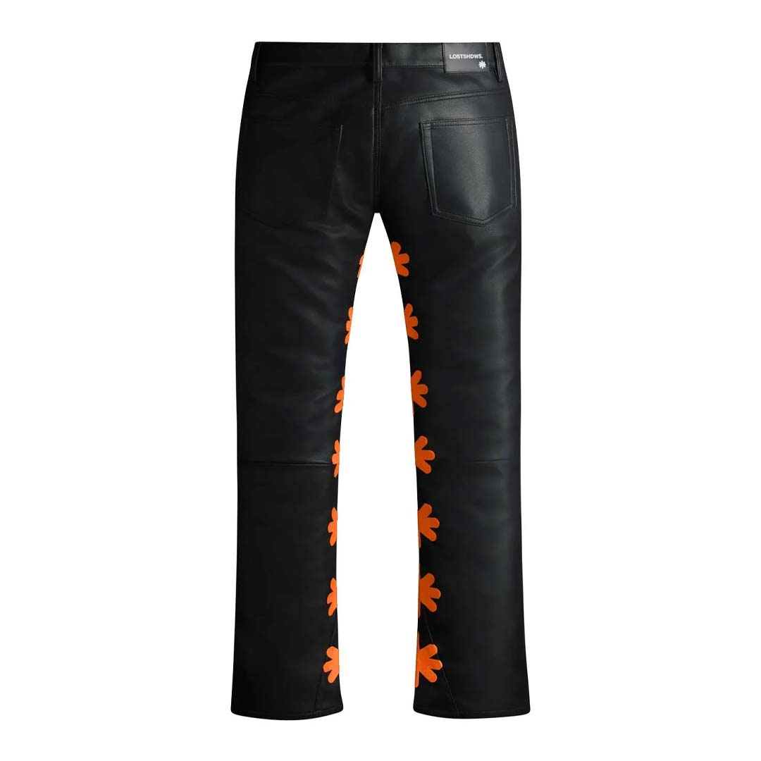 Lost Shadows Sun Logo Leather Pants Black Orange by Lost Shadows - NWAHYPE No.1 for streetwear T-Shirts in USA
