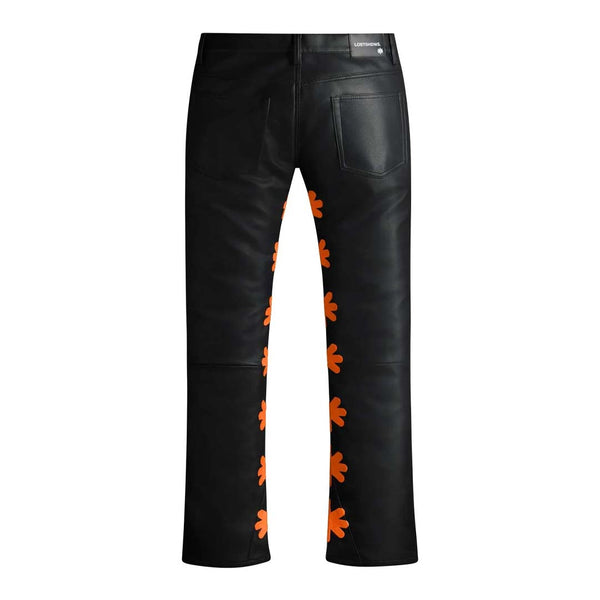 Lost Shadows Sun Logo Leather Pants Black Orange by Lost Shadows - NWAHYPE No.1 for streetwear T-Shirts in USA