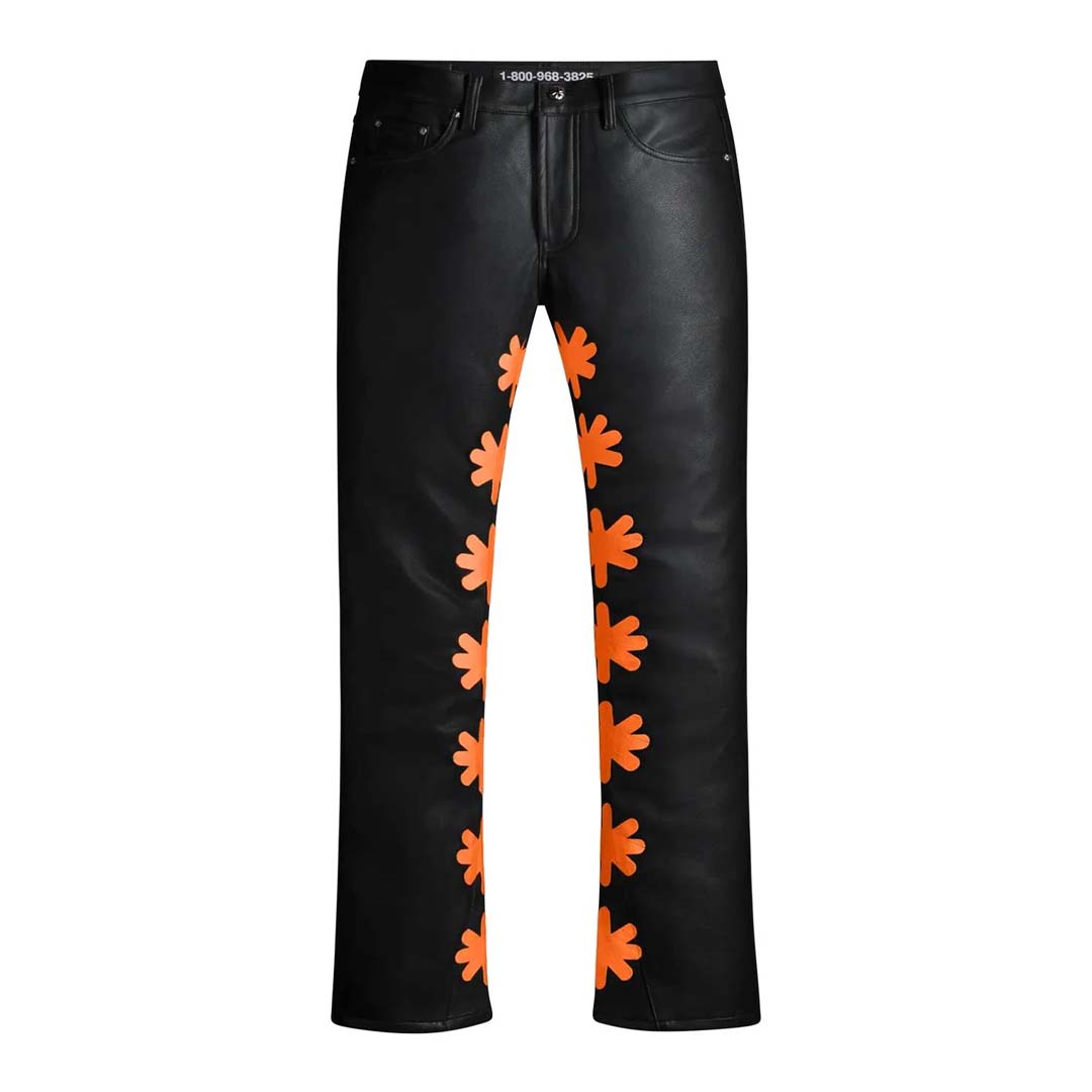 Lost Shadows Sun Logo Leather Pants Black Orange by Lost Shadows - NWAHYPE No.1 for streetwear T-Shirts in USA