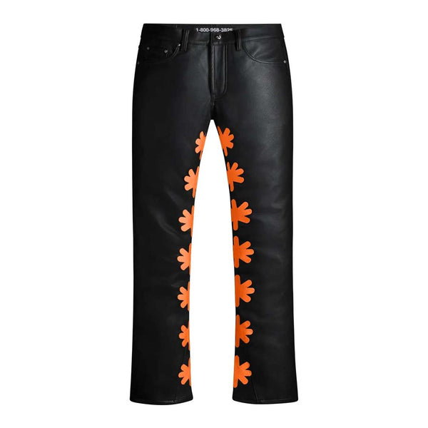 Lost Shadows Sun Logo Leather Pants Black Orange by Lost Shadows - NWAHYPE No.1 for streetwear T-Shirts in USA