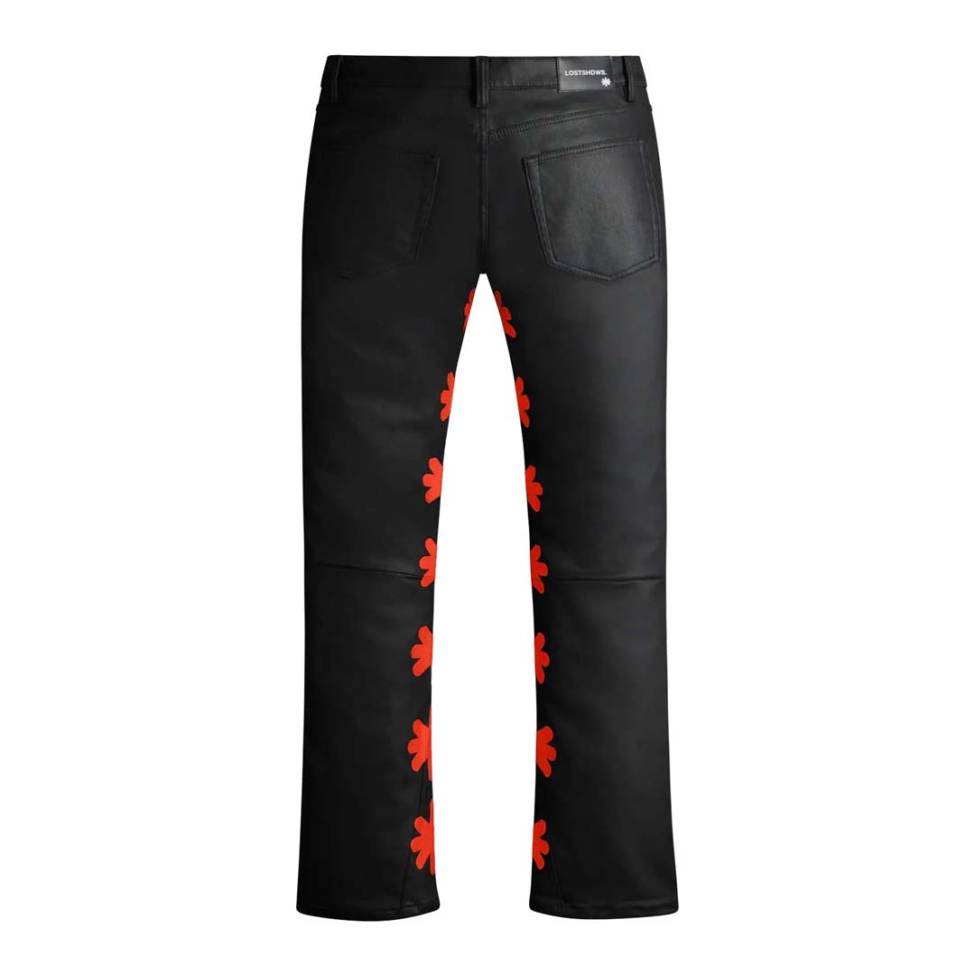 Lost Shadows Sun Logo Wax Pants Black Red by Lost Shadows - NWAHYPE No.1 for streetwear Pants in USA