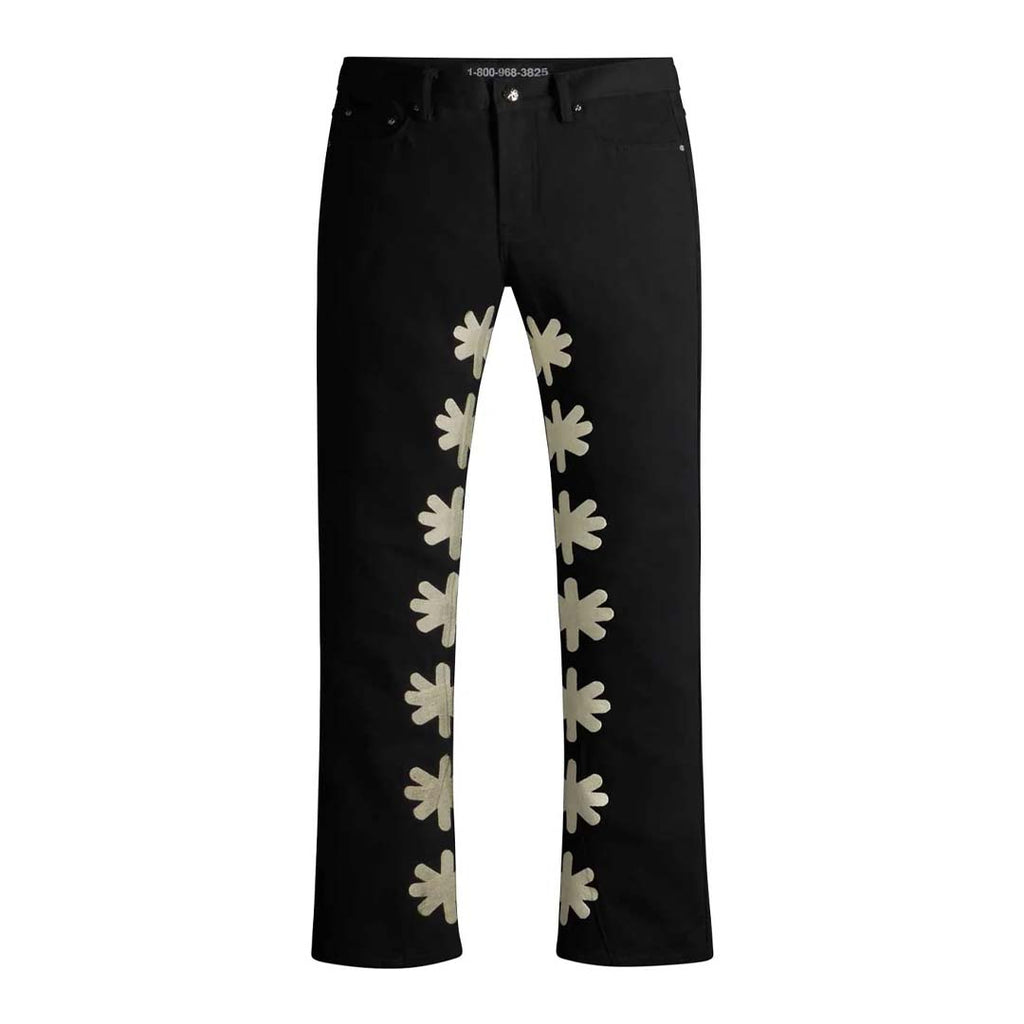 Lost Shdws Black Bone Sun Logo Denim Jeans by Lost Shadows - NWAHYPE No.1 for streetwear Pants in USA