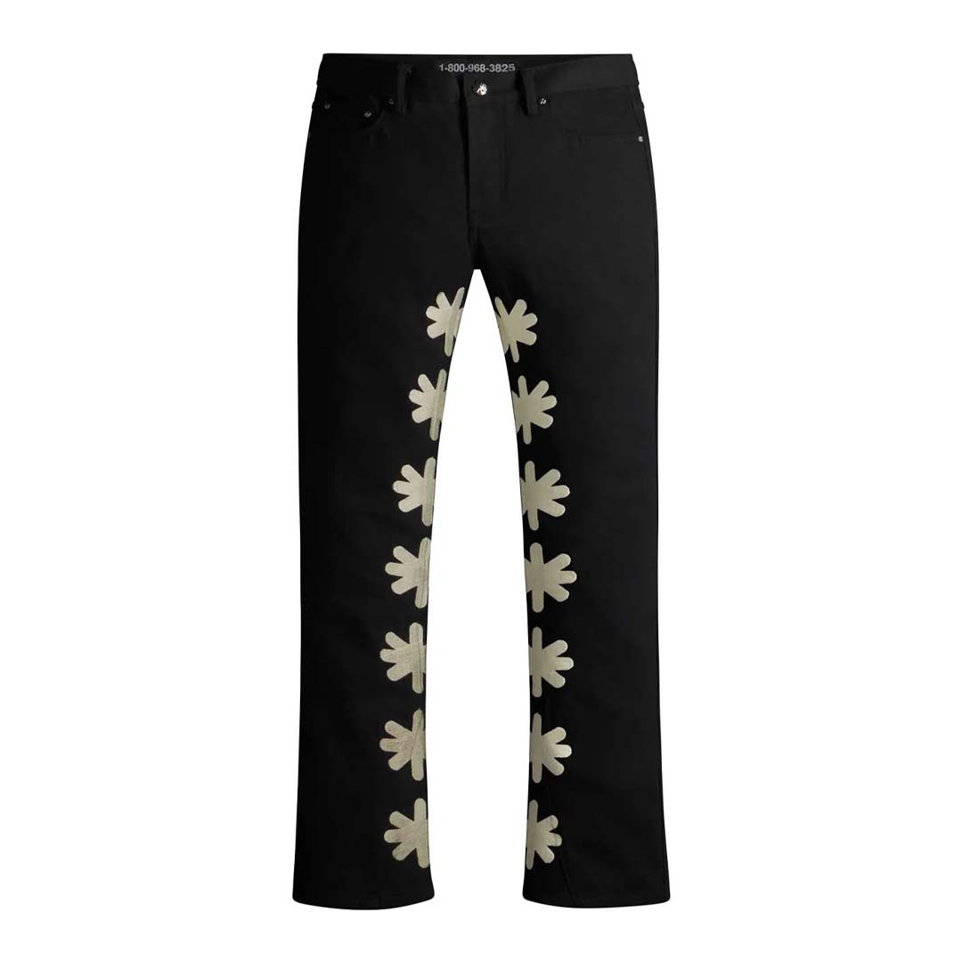 Lost Shdws Black Bone Sun Logo Denim Jeans by Lost Shadows - NWAHYPE No.1 for streetwear Pants in USA