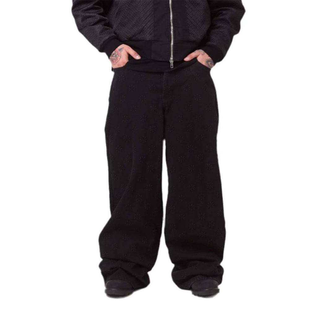 Lost Shdws Black Embossed Denim Jeans by Lost Shadows - NWAHYPE No.1 for streetwear Pants in USA