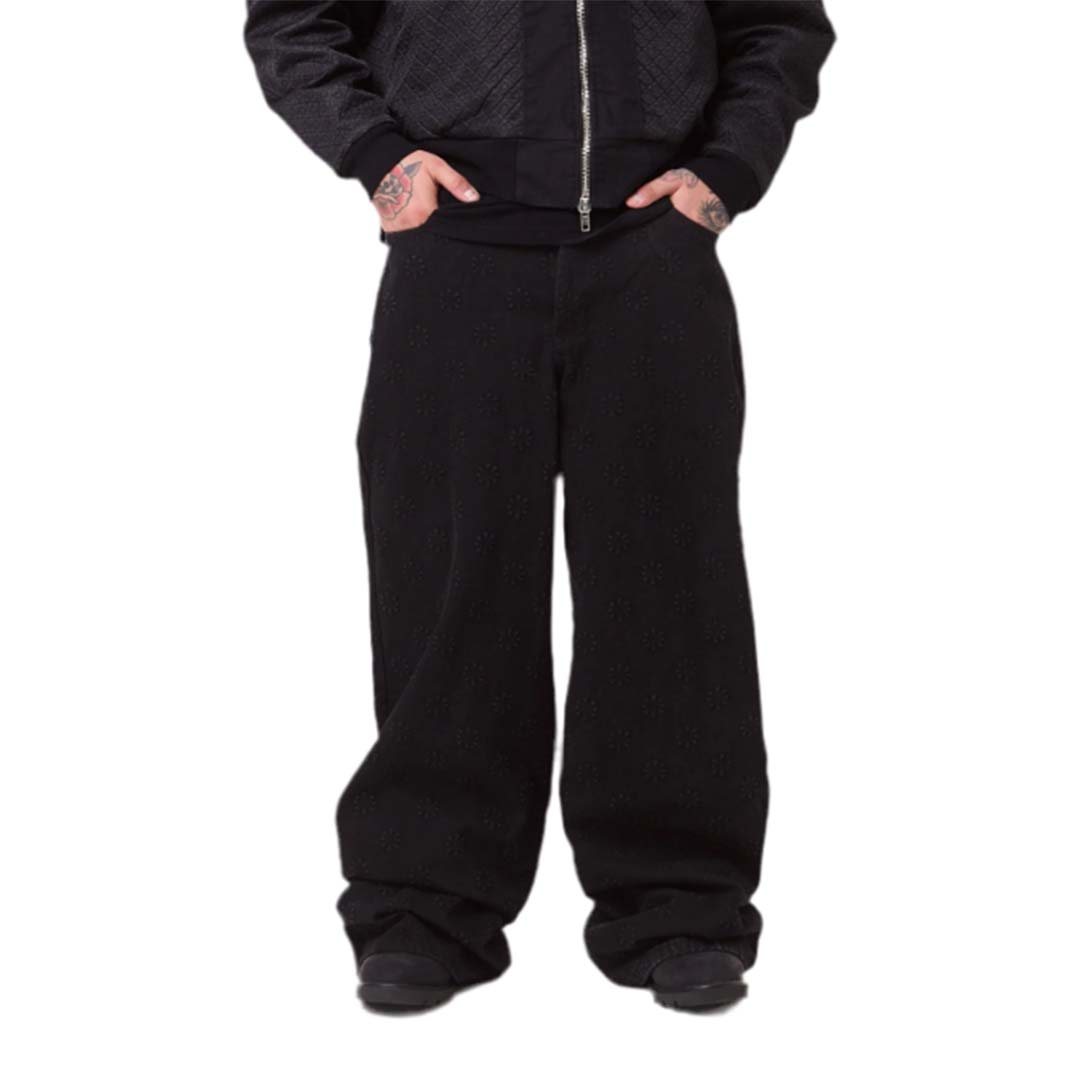 Lost Shdws Black Embossed Denim Jeans by Lost Shadows - NWAHYPE No.1 for streetwear Pants in USA
