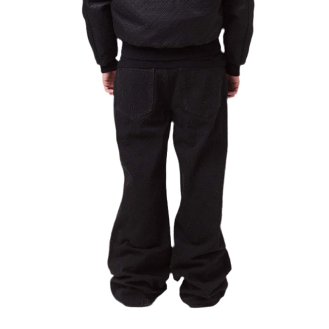Lost Shdws Black Embossed Denim Jeans by Lost Shadows - NWAHYPE No.1 for streetwear Pants in USA