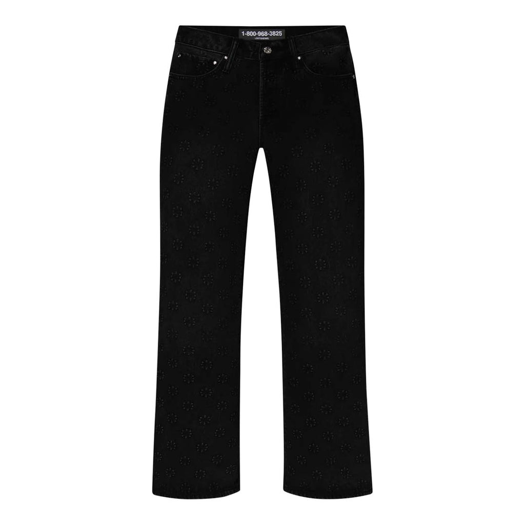 Lost Shdws Black Embossed Denim Jeans by Lost Shadows - NWAHYPE No.1 for streetwear Pants in USA