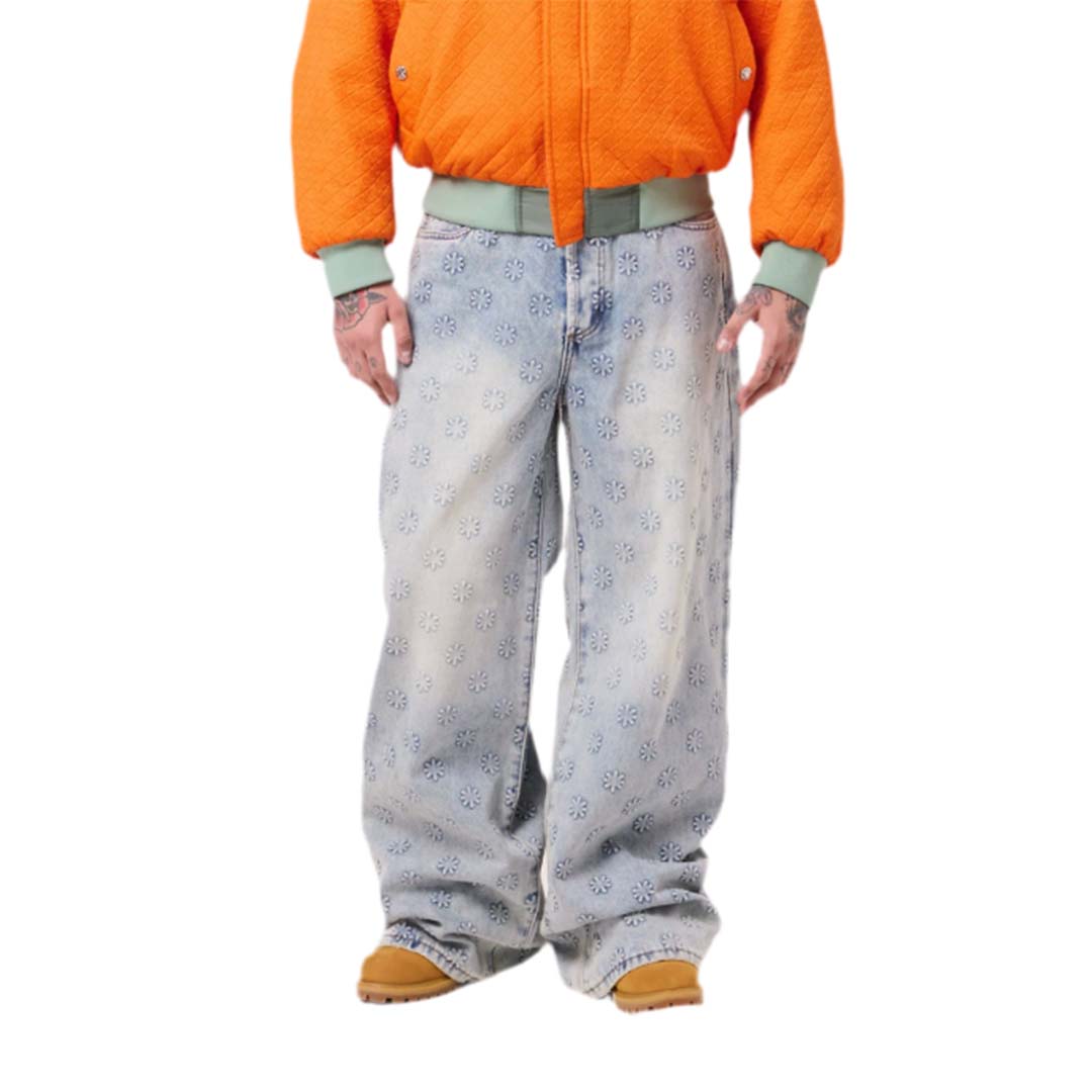 Lost Shdws Blue Embossed Denim Jeans by Lost Shadows - NWAHYPE No.1 for streetwear Pants in USA