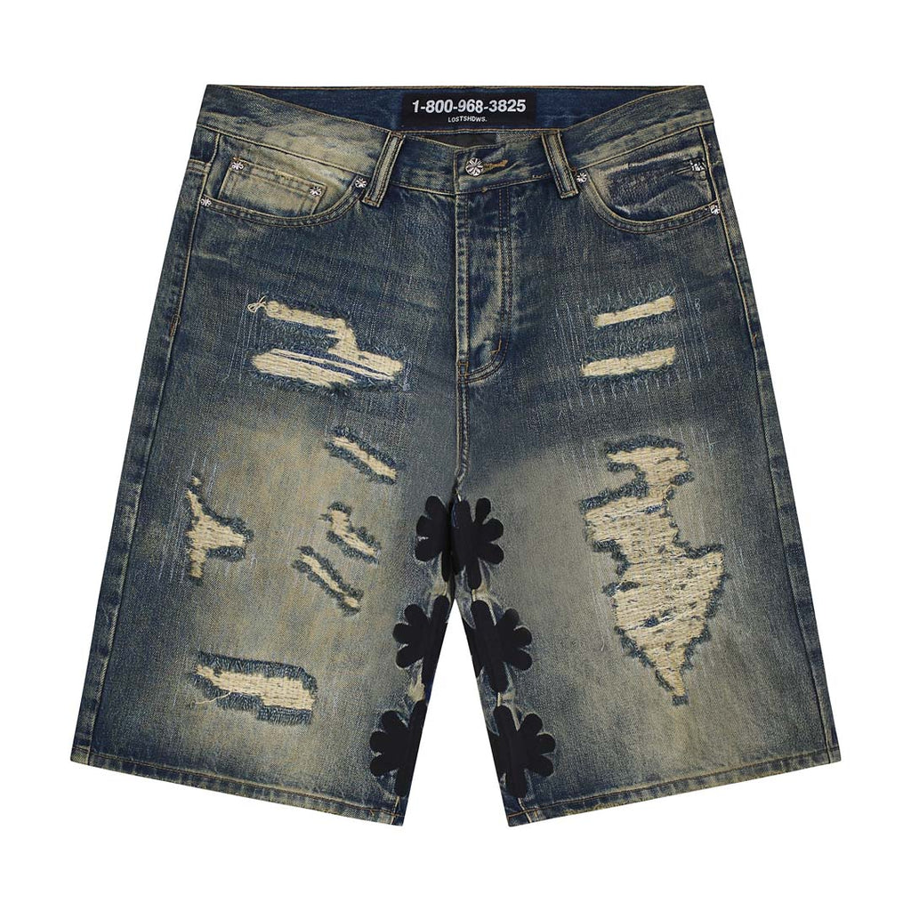 Lost Shdws Distressed Short Blue/Black by Lost Shadows - NWAHYPE No.1 for streetwear Shorts in USA