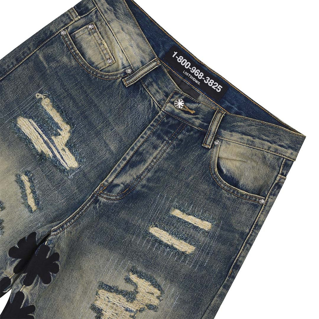 Lost Shdws Distressed Short Blue/Black by Lost Shadows - NWAHYPE No.1 for streetwear Shorts in USA