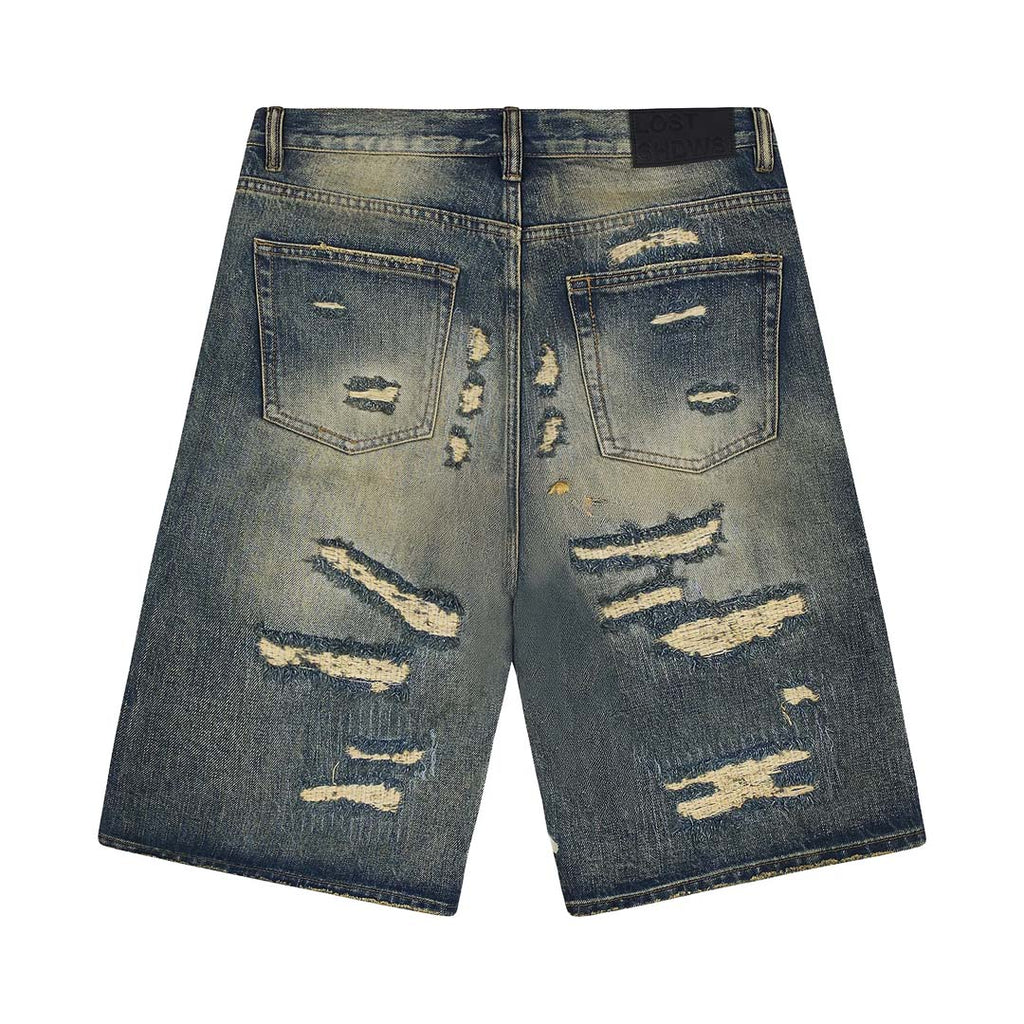 Lost Shdws Distressed Short Blue/Bone by Lost Shadows - NWAHYPE No.1 for streetwear Shorts in USA