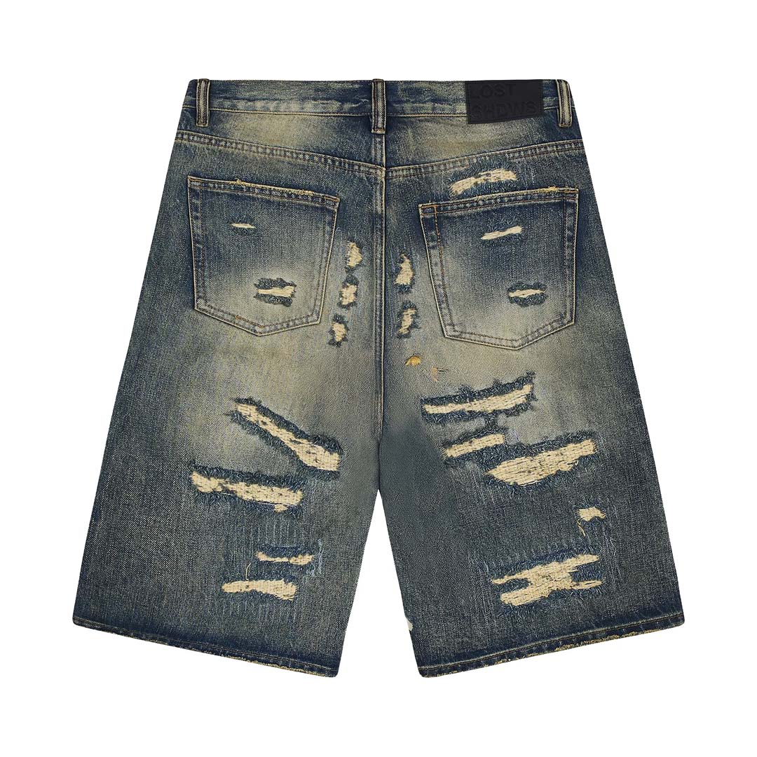 Lost Shdws Distressed Short Blue/Bone by Lost Shadows - NWAHYPE No.1 for streetwear Shorts in USA