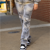 LOST Intricacy Grey Grunge Flare Pants