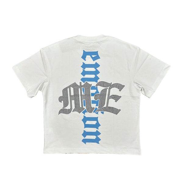 Mixed Emotions Angel Rhinestone White Blue Cropped Tee by Mixed Emotions - NWAHype 1 for streetwear T-Shirts in USA