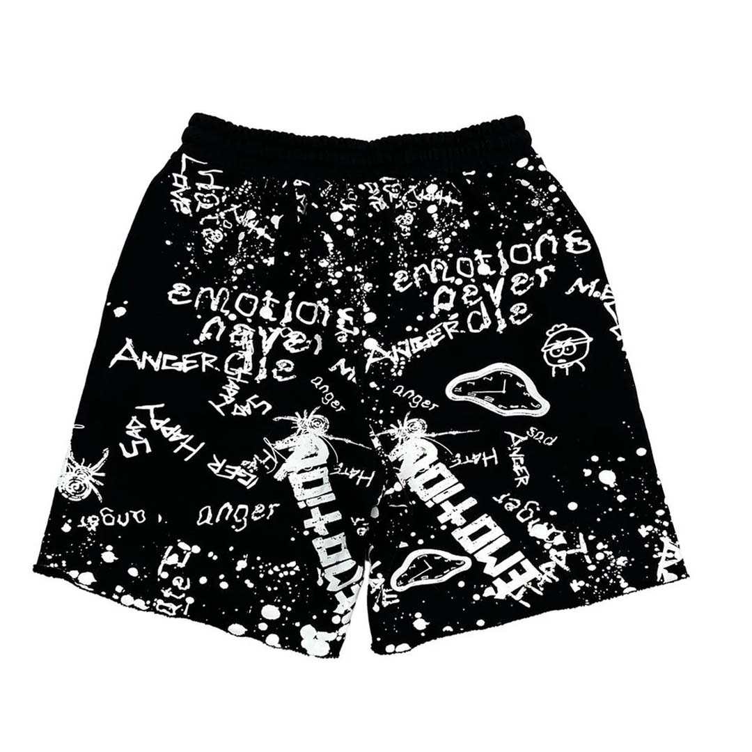 Mixed Emotions Black Graffiti Shorts by Mixed Emotions - NWAHYPE No.1 for streetwear Shorts in USA