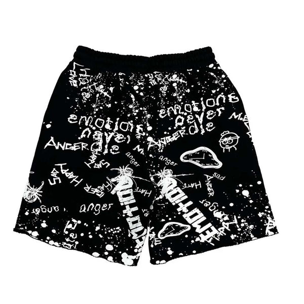Mixed Emotions Black Graffiti Shorts by Mixed Emotions - NWAHYPE No.1 for streetwear Shorts in USA