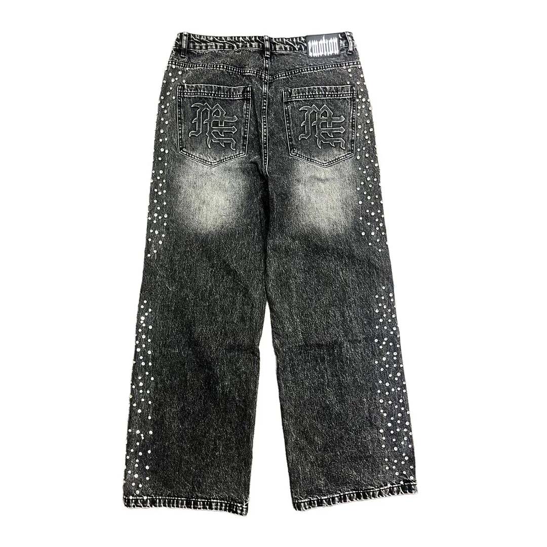 Mixed Emotions Black Stone Baggy Denim Jeans by Mixed Emotions - NWAHYPE No.1 for streetwear Pants in USA