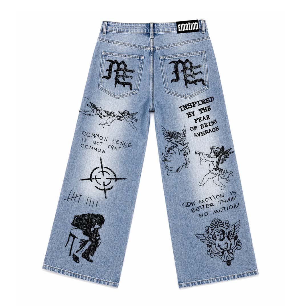 Mixed Emotions Blue Canvas Denim Jeans by Mixed Emotions - NWAHYPE No.1 for streetwear Pants in USA