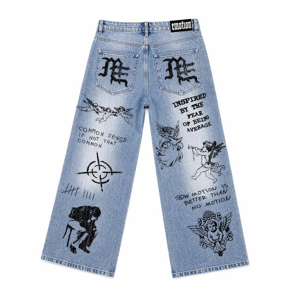 Mixed Emotions Blue Canvas Denim Jeans by Mixed Emotions - NWAHYPE No.1 for streetwear Pants in USA
