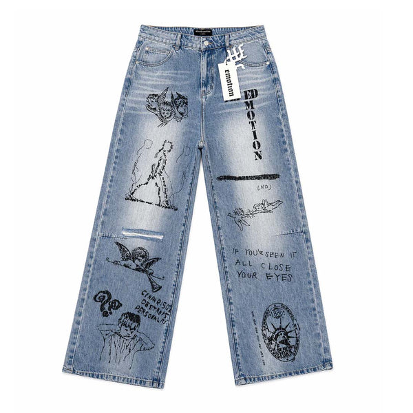 Mixed Emotions Blue Canvas Denim Jeans by Mixed Emotions - NWAHYPE No.1 for streetwear Pants in USA