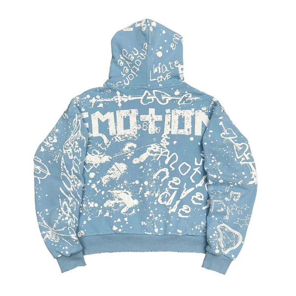 Mixed Emotions Blue Graffiti Hoodie by Mixed Emotions - NWAHYPE No.1 for streetwear Hoodies in USA