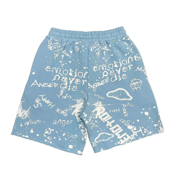 Mixed Emotions Blue Graffiti Shorts by Mixed Emotions - NWAHYPE No.1 for streetwear Shorts in USA