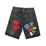 Mixed Emotions Danger Patch Denim Black Shorts by Mixed Emotions - NWAHype No.1 for streetwear Shorts in USA