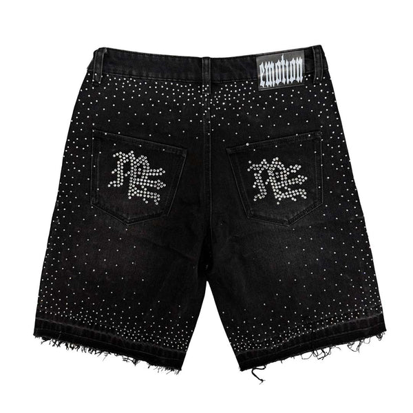 Mixed Emotions ME Rhinestone Denim Shorts Black by Mixed Emotions - NWAHYPE No.1 for streetwear Shorts in USA