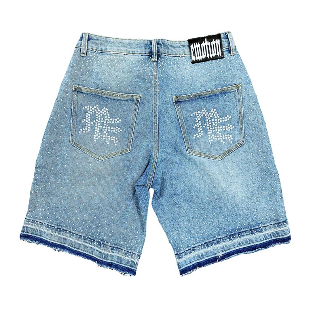 Mixed Emotions ME Rhinestone Denim Shorts Blue by Mixed Emotions - NWAHYPE No.1 for streetwear Shorts in USA