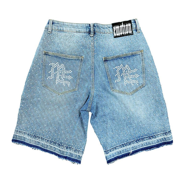 Mixed Emotions ME Rhinestone Denim Shorts Blue by Mixed Emotions - NWAHYPE No.1 for streetwear Shorts in USA