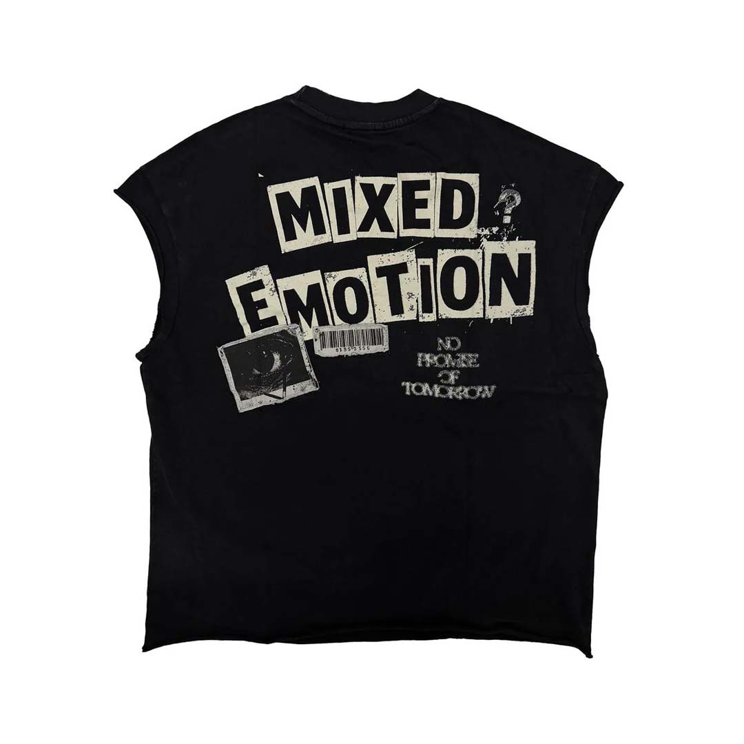Mixed Emotions Newspaper Sleeveless Black Tee by Mixed Emotions - NWAHYPE No.1 for streetwear T-Shirts in USA