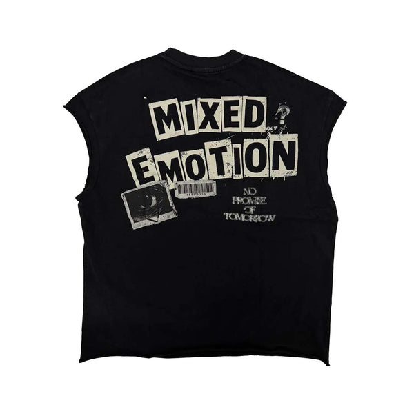 Mixed Emotions Newspaper Sleeveless Black Tee by Mixed Emotions - NWAHYPE No.1 for streetwear T-Shirts in USA