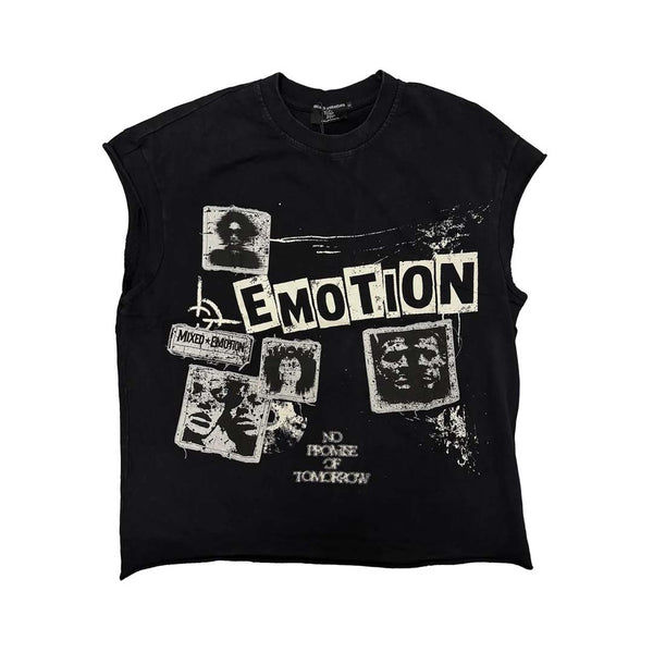 Mixed Emotions Newspaper Sleeveless Black Tee by Mixed Emotions - NWAHYPE No.1 for streetwear T-Shirts in USA
