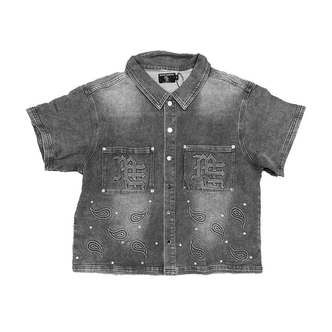 Mixed Emotions Paisley Denim Black Shirt by Mixed Emotions - NWAHype No.1 for streetwear T-Shirts in USA