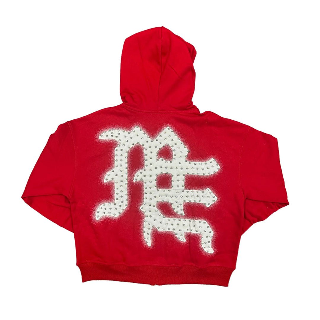 Mixed Emotions Red End Rhinestone Hoodie by Mixed Emotions - NWAHype 1 for streetwear Hoodies in USA