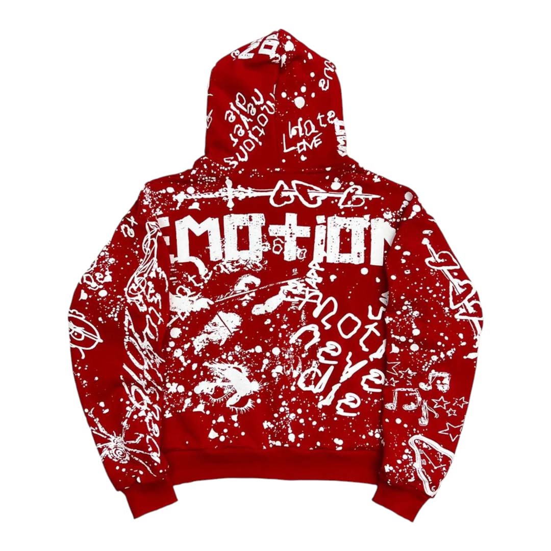 Mixed Emotions Red Graffiti Hoodie by Mixed Emotions - NWAHYPE No.1 for streetwear Hoodies in USA