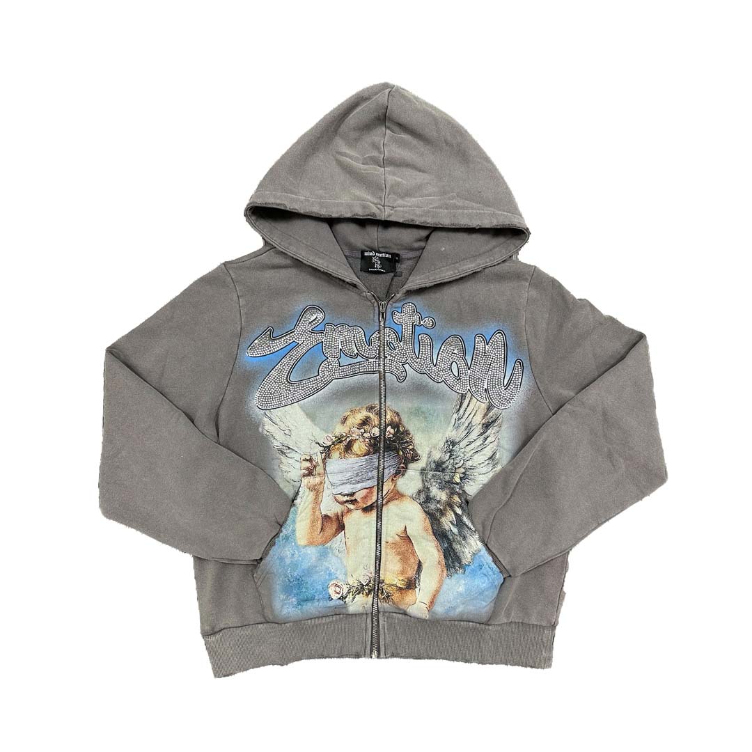 Mixed Emotions Rhinestone Hoodie Grey by Mixed Emotions - NWAHype 1 for streetwear Hoodies in USA